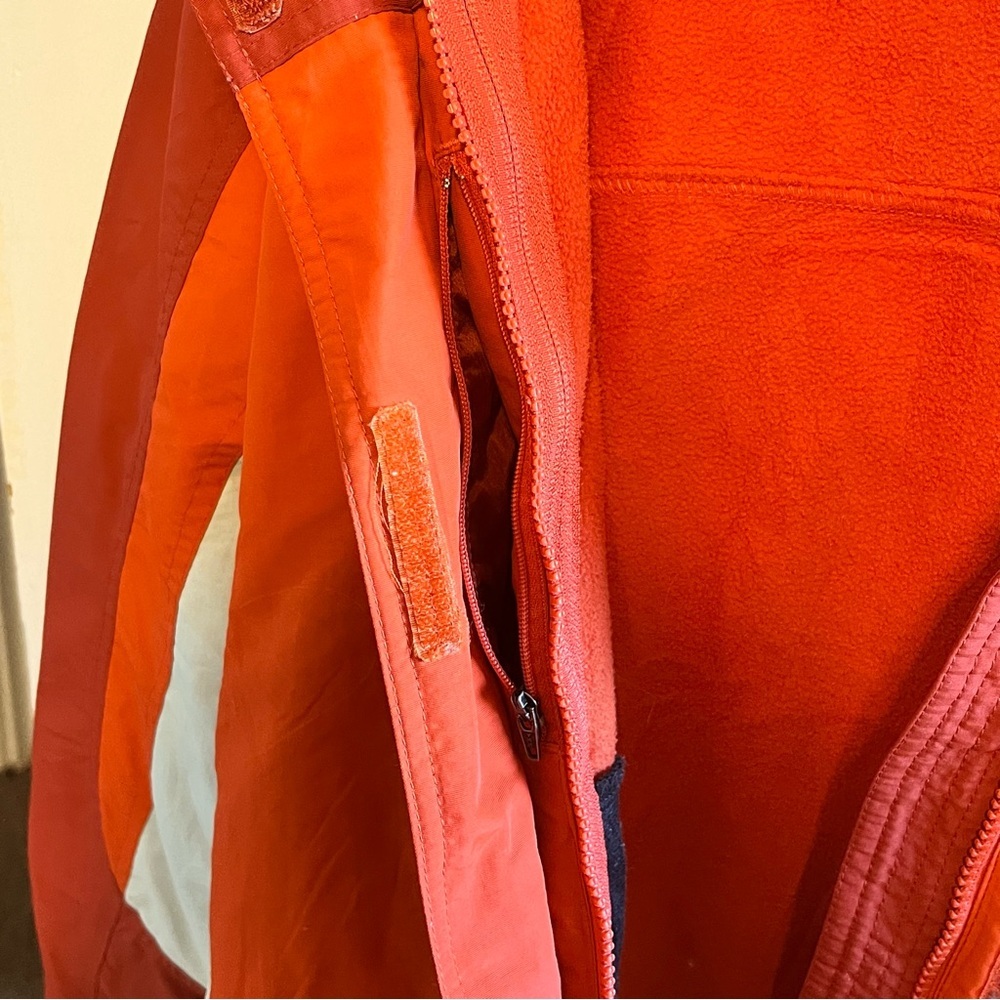 L.L. Bean Women’s Size Medium Coat Jacket Orange Zip Up Hooded 2 in 1 Flannel - Picture 8 of 8